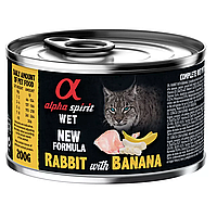 Alpha Spirit Rabbit with Banana Повнораціонний вологий корм з кроликом та бананами для дорослих котів - 200 г