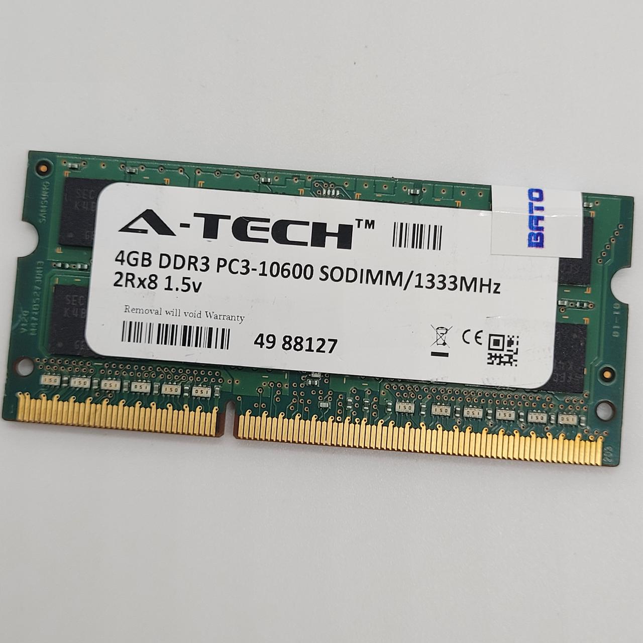 Оперативна пам'ять ноутбука A-Tech SODIMM DDR3 4Gb 1333MHz PC3-10600s 2R8 CL9 (6521 AA 5514 L/H445/V) Б/У