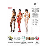 Бодістокінг еротичний боді комбенізон в сітку з доступом до інтимних місць Червоний Passion BS048 Кайф, фото 5