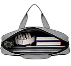 Сумка для ноутбука сіра 15.6" на ремені через плече та кишенею захисна містка сумка під ноутбук 15-16 дюймів, фото 3