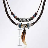 Чоловічий кулон Вовче ікло підвіска у формі зуба вовка на подвійному шнурку, фото 6