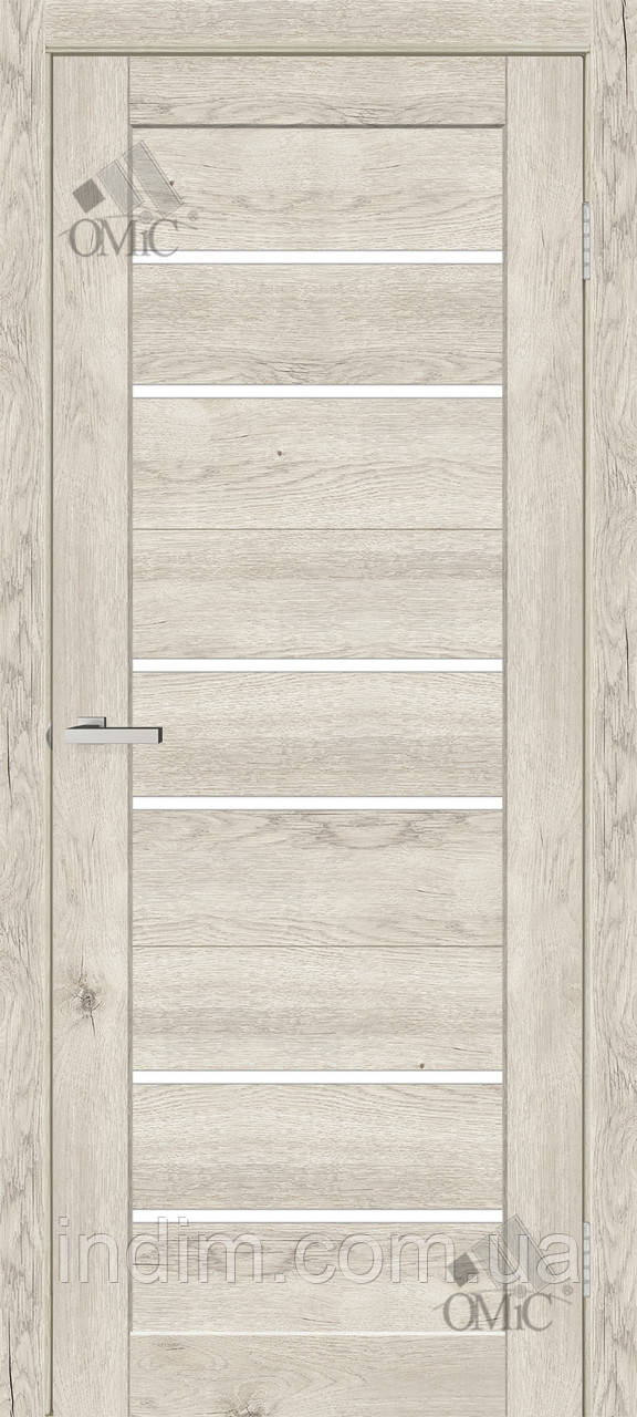 Дверне полотно Lego 03 (скло сатин) 40мм ЕКО дуб світлий, фото 1