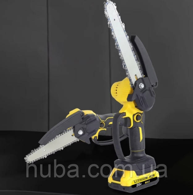 Ланцюгова акумуляторна пилка з подачею масла Crownberg CB-3993 на 2 АКБ 21v Li-Ion 2.0 Ач, шина 20 см в кейсі.