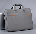 Сумка для ноутбука сіра 15.6" на ремені через плече та кишенею захисна містка сумка під ноутбук 15-16 дюймів, фото 2