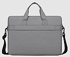 Сумка для ноутбука сіра 15.6" на ремені через плече та кишенею захисна містка сумка під ноутбук 15-16 дюймів, фото 7