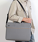 Сумка для ноутбука сіра 15.6" на ремені через плече та кишенею захисна містка сумка під ноутбук 15-16 дюймів, фото 8