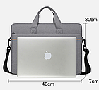 Сумка для ноутбука сіра 15.6" на ремені через плече та кишенею захисна містка сумка під ноутбук 15-16 дюймів, фото 9