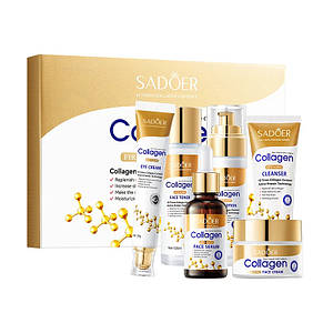 Подарунковий набір антивікової косметики для обличчя 6в1 SADOER з колагеном