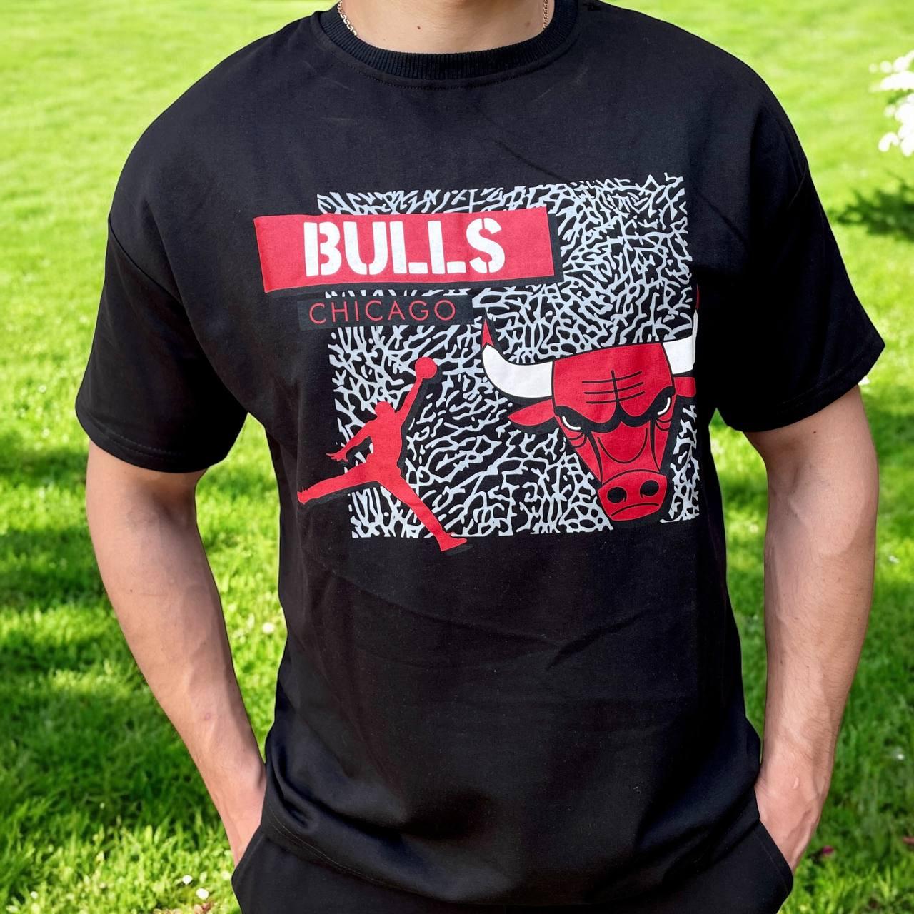 Чоловіча стильна футболка Chicago Bulls, молодіжна футболка Чікаго з принтом на літо, фото 1