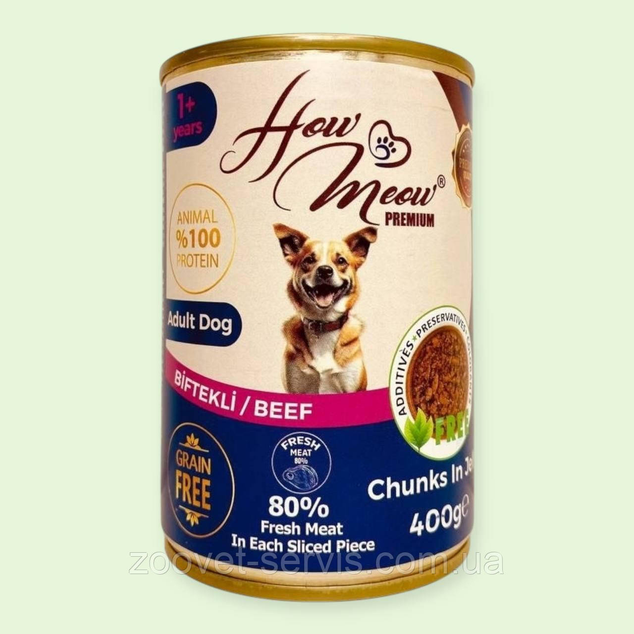 Вологий супер преміум корм HowMeow Adult Dog з яловичиною 400 г для дорослих собак