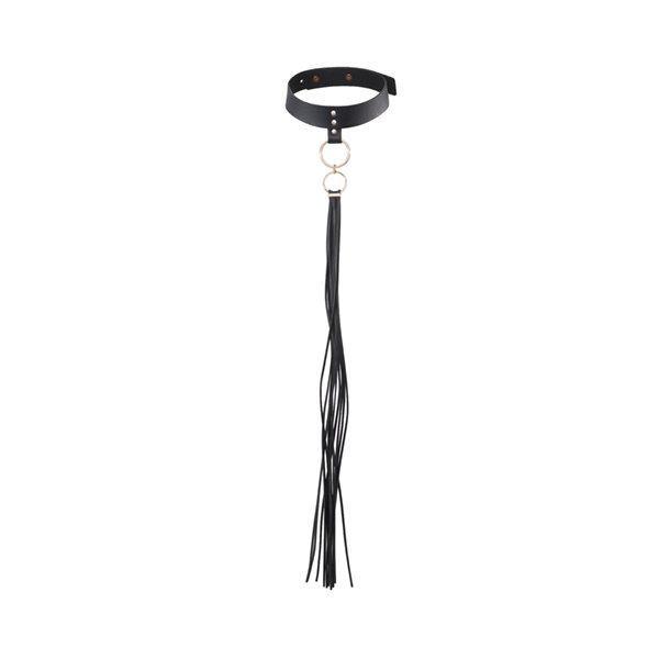 Чокер БДСМ під шкіру Bijoux Indiscrets MAZE-Tassel Chocker Black Talla, фото 1