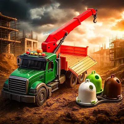 Фура вантажна машина з краном інерційна для дітей Іграшковий транспорт розвиває моторику Ефекти 3 грузика