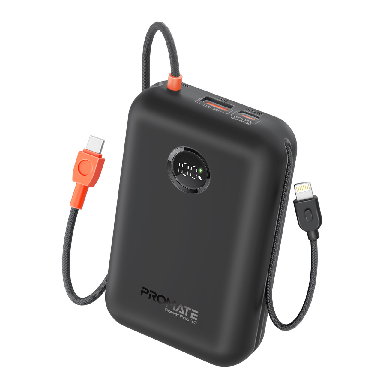 Універсальна мобільна батарея Promate PowerPod-30 30000mAh 35W Black, фото 1