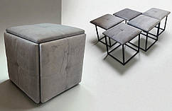 Пуф КУБ 5 в 1 трансформер, табурет 5 в 1, пуф на колесах