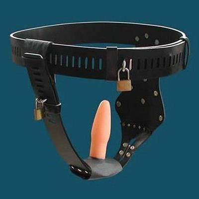 Жіночий пояс вірності чорний з вагінальним фалоімітатором Talla