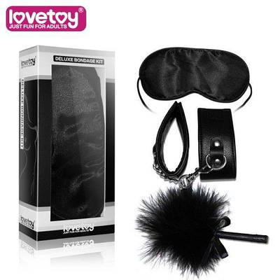 Набір для БДСМ-ігор Lovetoy чорний (маска, лоскоталка і наручники) Talla
