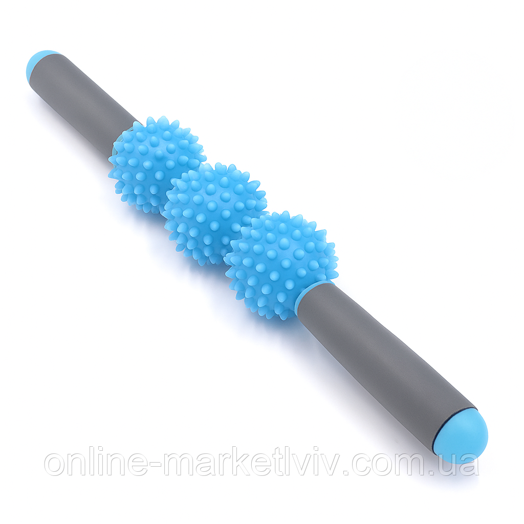 Масажер для ніг шиї спини антицелюлітний, кульки 3 шт, Блакитний / Масажер антицелюлітний / Масажер для тіла, фото 1
