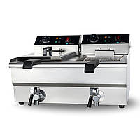 ФРИТЮРНИЦЯ HURAKAN HKN-FT1010N ПОДВІЙНА З КРАНОМ 10+10 Л, Арт.64196