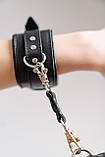 Наручники з карабінами БДСМ із натуральної шкіри чорного кольору Scappa Кайф, фото 5