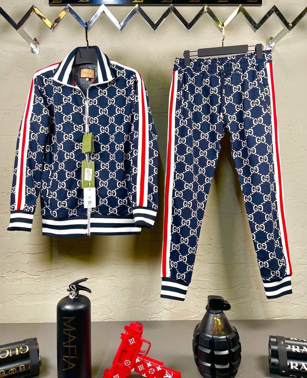 Чоловічий спортивний костюм Gucci B165 синій, фото 1