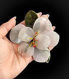 Квітка нефрит та рожевий кварц. Декор з натурального каменю. Амулет оберіг з нефриту та рожевого кварцу., фото 3