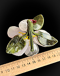 Квітка нефрит та рожевий кварц. Декор з натурального каменю. Амулет оберіг з нефриту та рожевого кварцу., фото 4