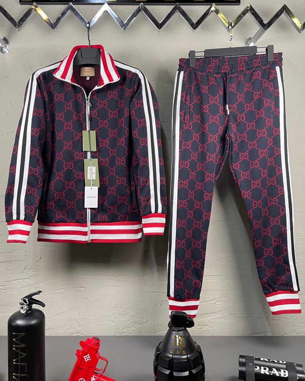 Чоловічий спортивний костюм Gucci B166 рожевий, фото 1