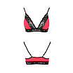 Еластичний топ з мереживом чорно-червоний passion PS001 TOP size M Talla, фото 4