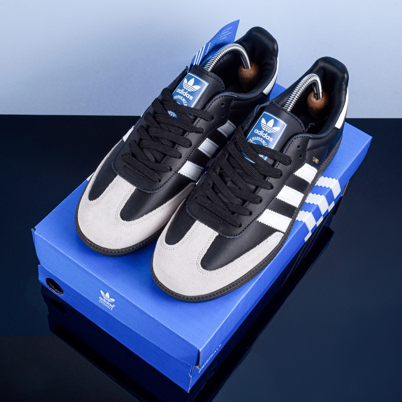 Кросівки кеди Adidas Samba сірі з чорним