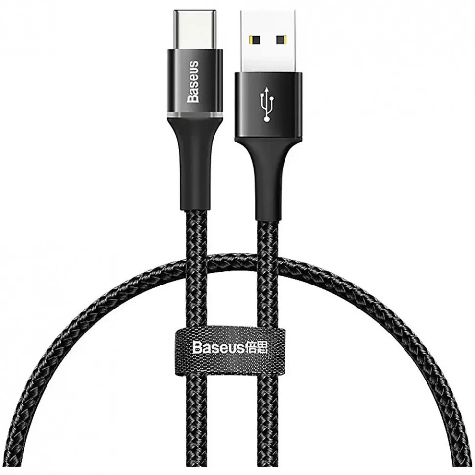Кабель Baseus Halo data cable USB to USB Type-C 3 A 0.25 м Black (CATGH-D01), фото 1