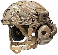 Балістичний Шолом балістичний каска FAST Helmet NIJ IIIA койот+Тактичні навушники М31+кавер+ліхтарик