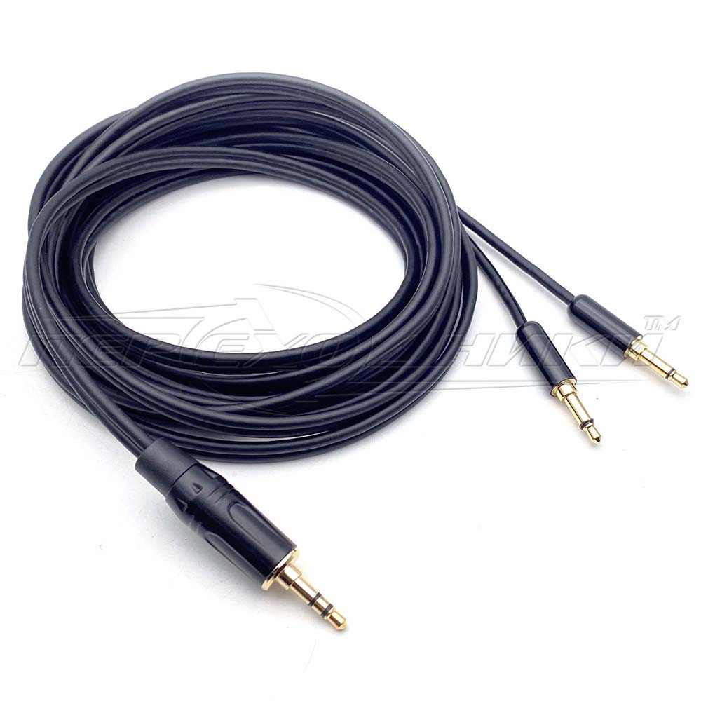 Аудіо кабель HQ 3.5 mm стерео на 2*3.5 mm моно jack в екрані