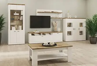 Модульна вітальня Орлеан Білий/Дуб Вікінг Сокме