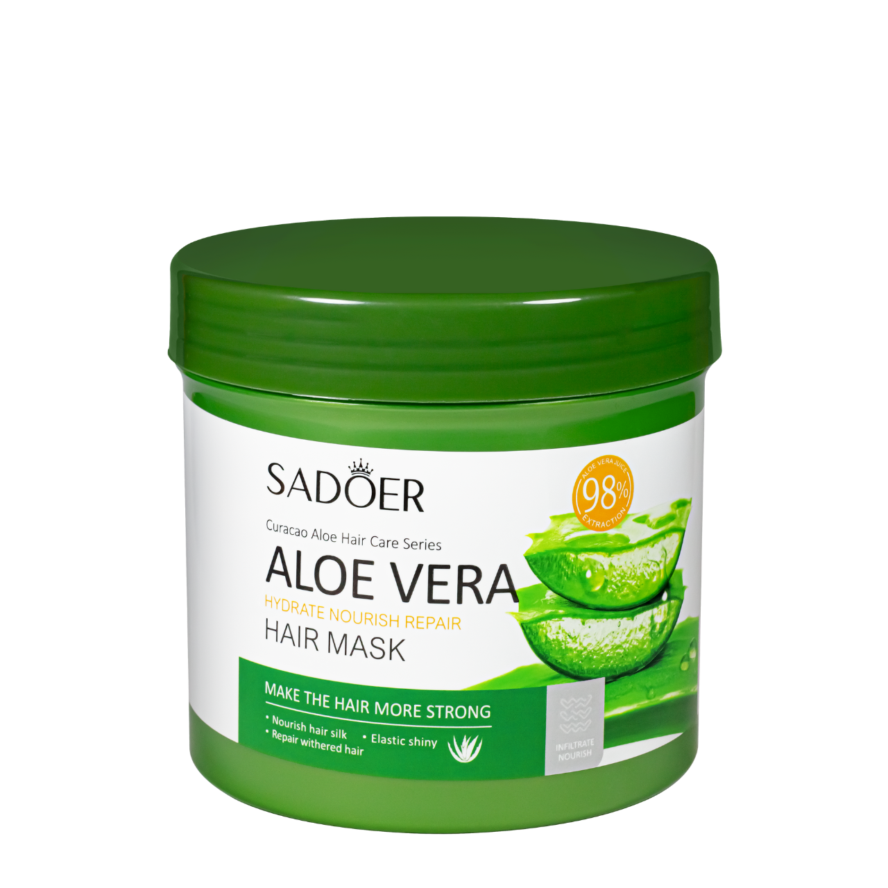Маска для волосся зволожувальна Sadoer Aloe Vera з алое, 500 мл, фото 1