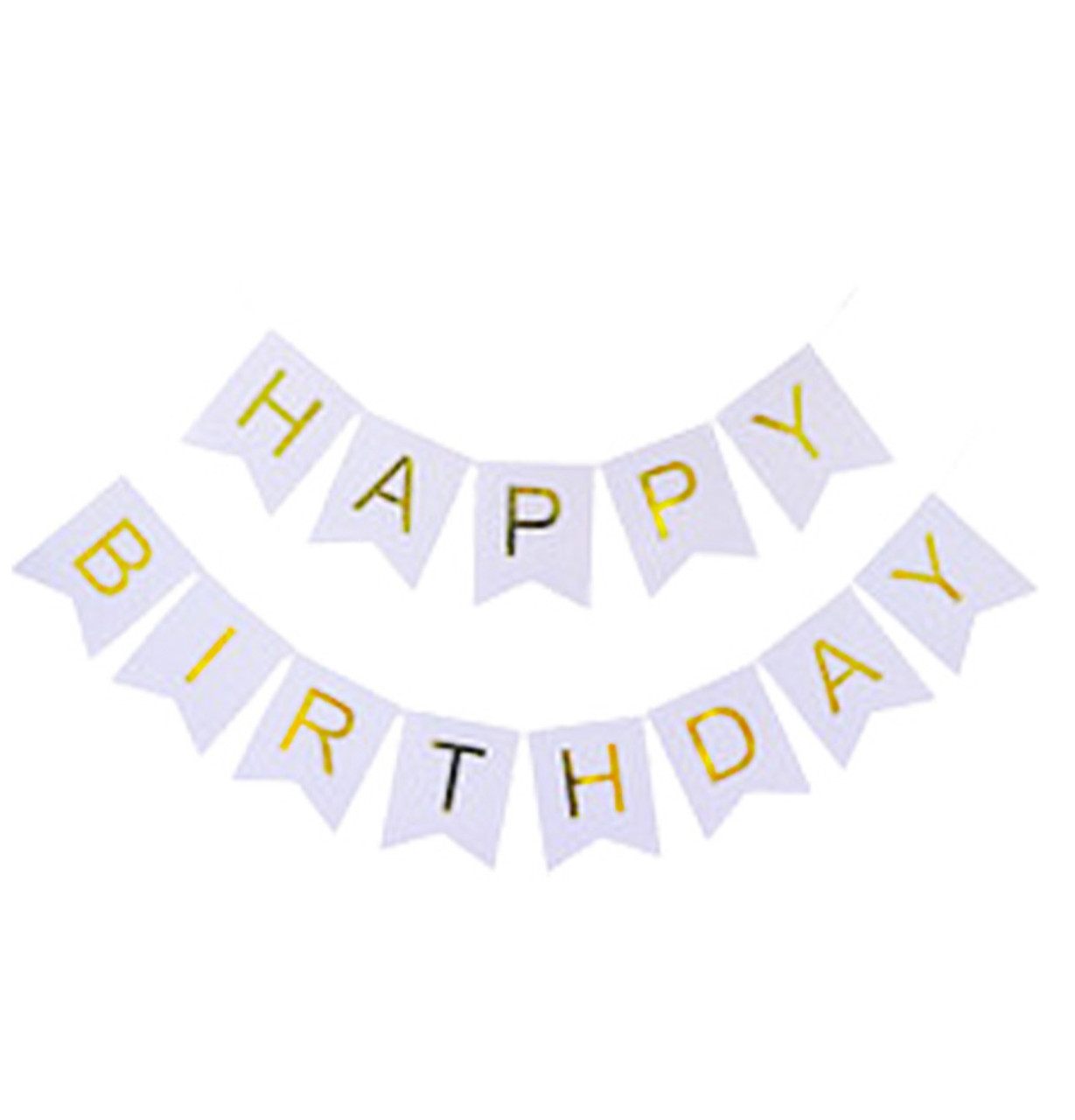 Розтяжка з прапорців HAPPY BIRTHDAY 5 м срібло, фото 1