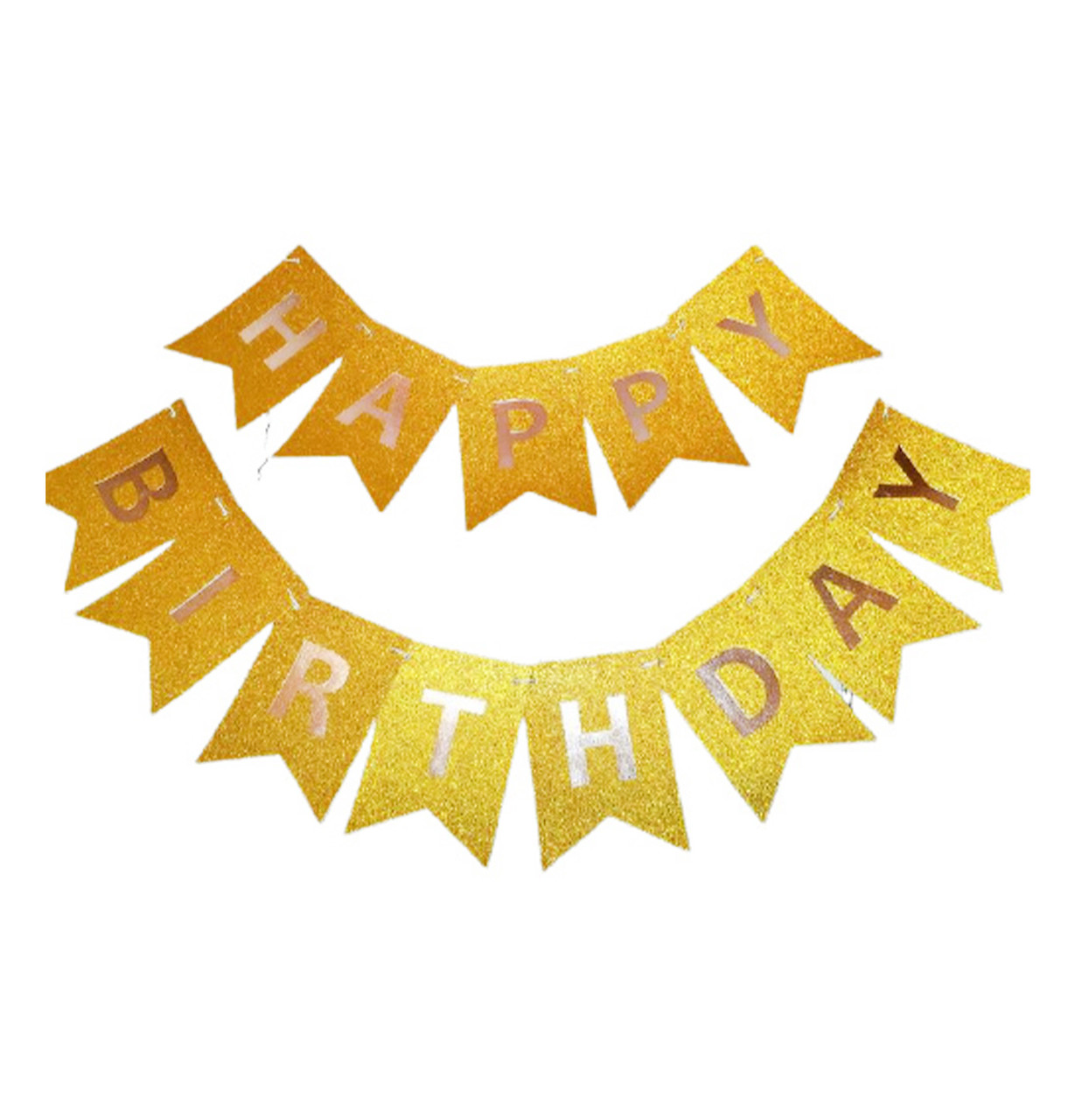 Розтяжка з прапорців HAPPY BIRTHDAY 5 м золото
