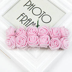 Букет трояндочок з фоамірану у фатині, 2 см, світло-рожевий