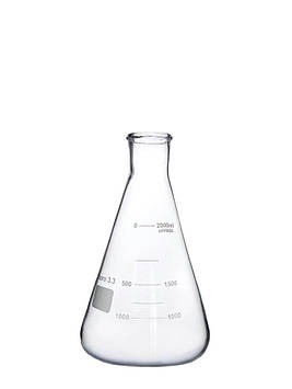 Колба конічна з мітками без шліфа 2000 мл, д. 48, Boro 3.3 Код/Артикул 1121/2000