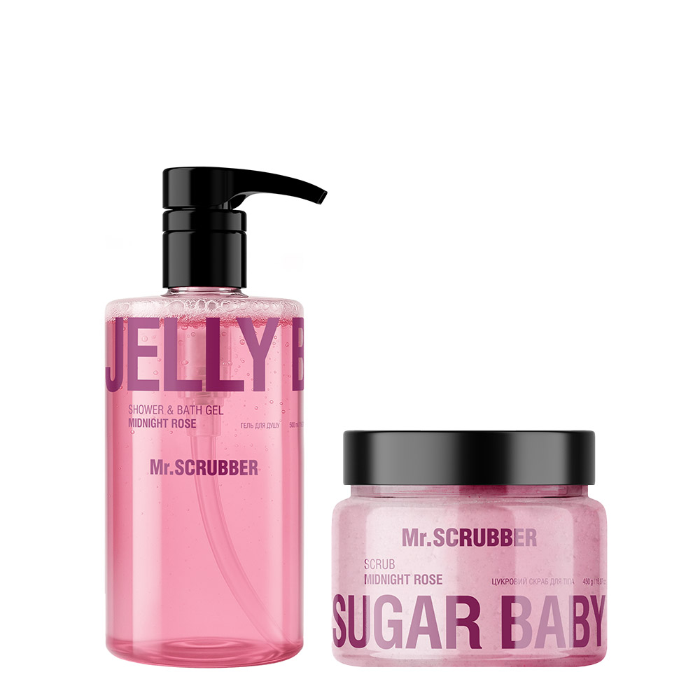 Набір Mr.SCRUBBER Гель для душу Jelly Bubbles Midnight Rose + Цукровий скраб для тіла Sugar Baby Midnight Rose, фото 1