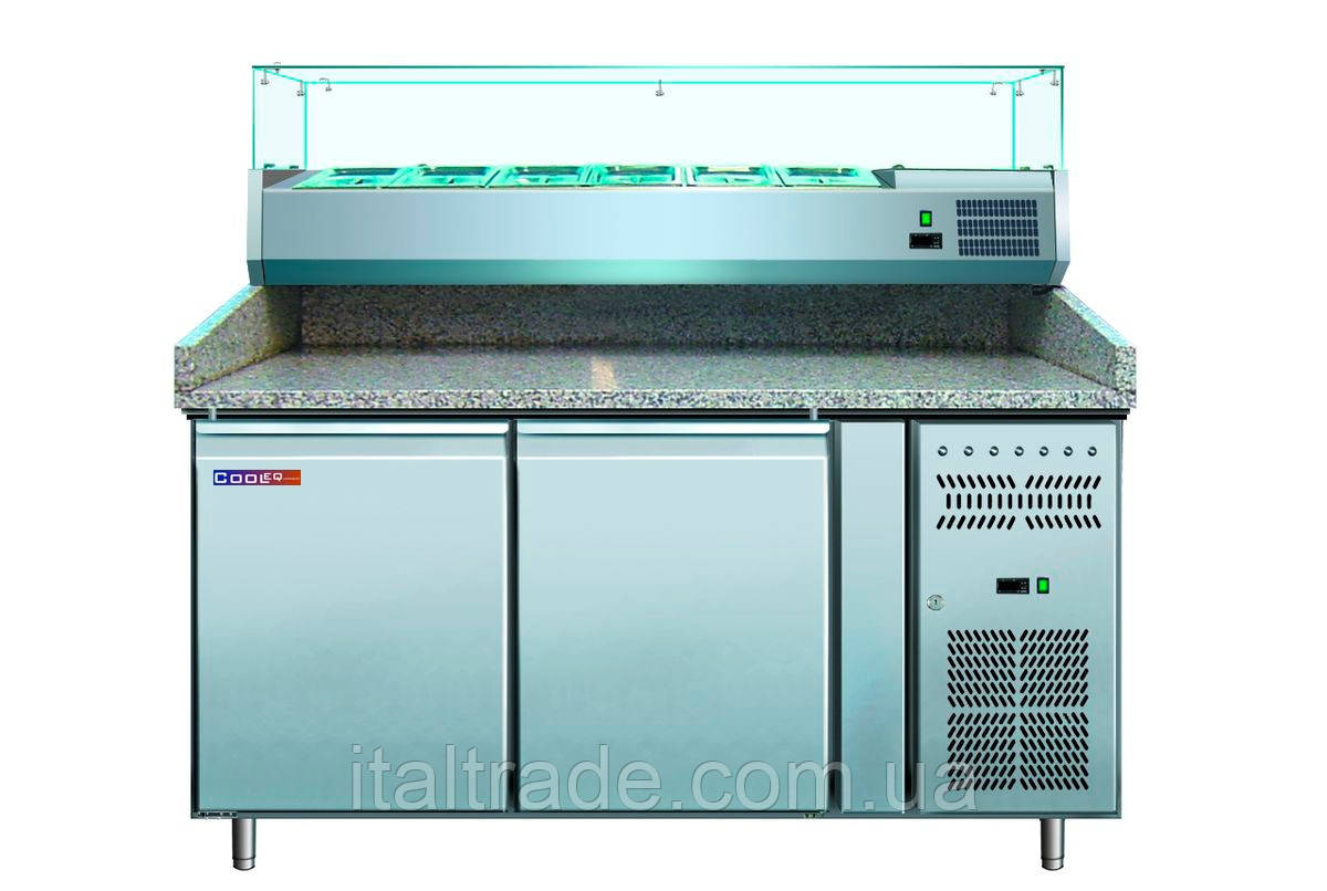 Стіл для піци Cooleq PZ2600TN-VRX380 дводверний з вітриною-надбудовою