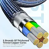 Боковий кабель Essager Bullet Train USB to Type C 6A 66W Cable 0.5 м Black, фото 5