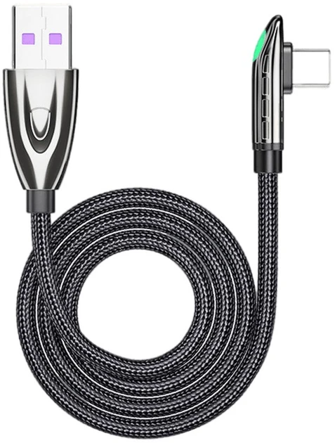Боковий кабель Essager Bullet Train USB to Type C 6A 66W Cable 0.5 м Black