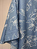 Котон під льон Ескізна квітка  Джинс, фото 3
