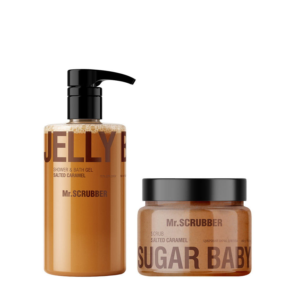 Набір Mr.SCRUBBER Гель для душу Jelly Bubbles Salted Caramel + Цукровий скраб для тіла Sugar Baby Salted Caramel, фото 1