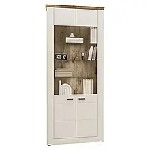 Пенал-вітрина 2Д з ДСП/МДФ Орлеан Білий/Дуб Вікінг Сокме