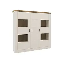 Пенал-вітрина 3Д з ДСП/МДФ Орлеан Білий/Дуб Вікінг Сокме