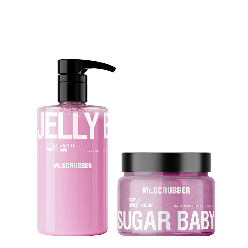 Набір Mr.SCRUBBER Гель для душу Jelly Bubbles Sweet Guava + Цукровий скраб для тіла Sugar Baby Sweet Guava, фото 1