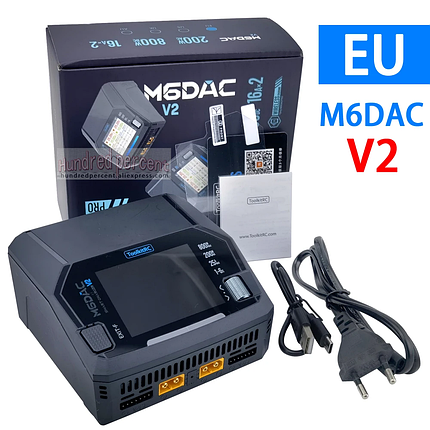 Зарядний пристрій ToolkitRC M6DAC V2 із вбудованим блоком живлення AC=200W DC=800W ОРИГІНАЛ, фото 1