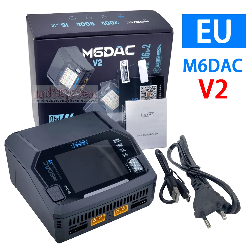 Зарядний пристрій ToolkitRC M6DAC V2 із вбудованим блоком живлення AC=200W DC=800W ОРИГІНАЛ