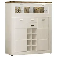 Пенал-вітрина 3Д2Ш з ДСП/МДФ Орлеан Білий/Дуб Вікінг Сокме